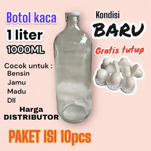 Paket isi 10 pcs botol 1000ml botol kaca baru