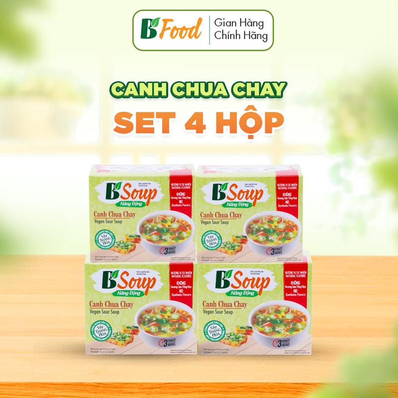  4 Hộp  20 Viên Canh Chua Chay Ăn Liền sấy thăng hoa thực phẩm tiện lợi nhanh chóng B' Soup 