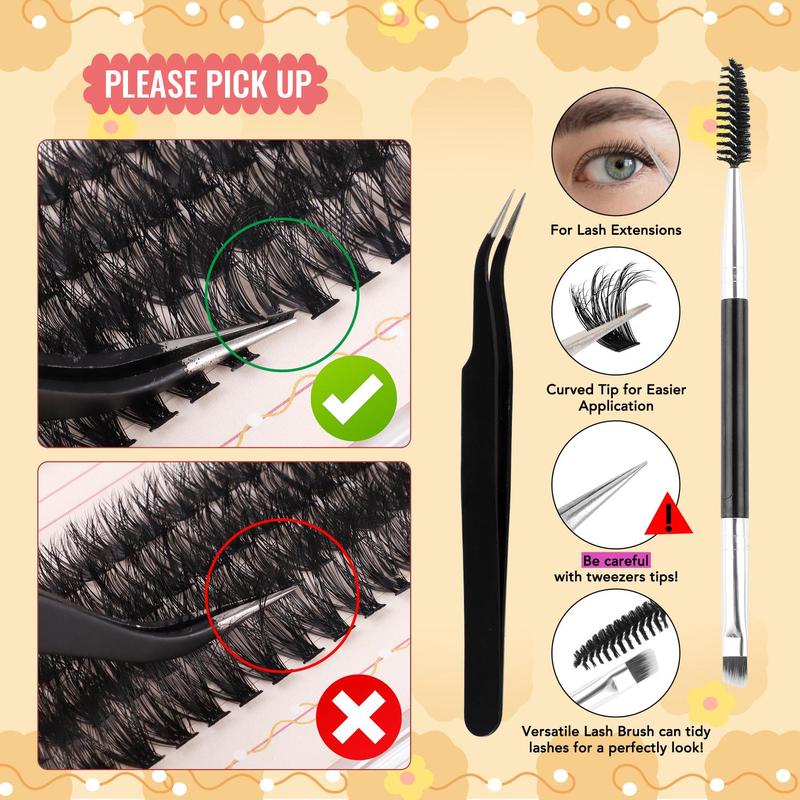 Natural Look Eyelash Extensions Kit, 464pcs Mixed Length Individual False Eyelashes with Tools, Professional Eye Makeup Accessories for Women & Girls 5
