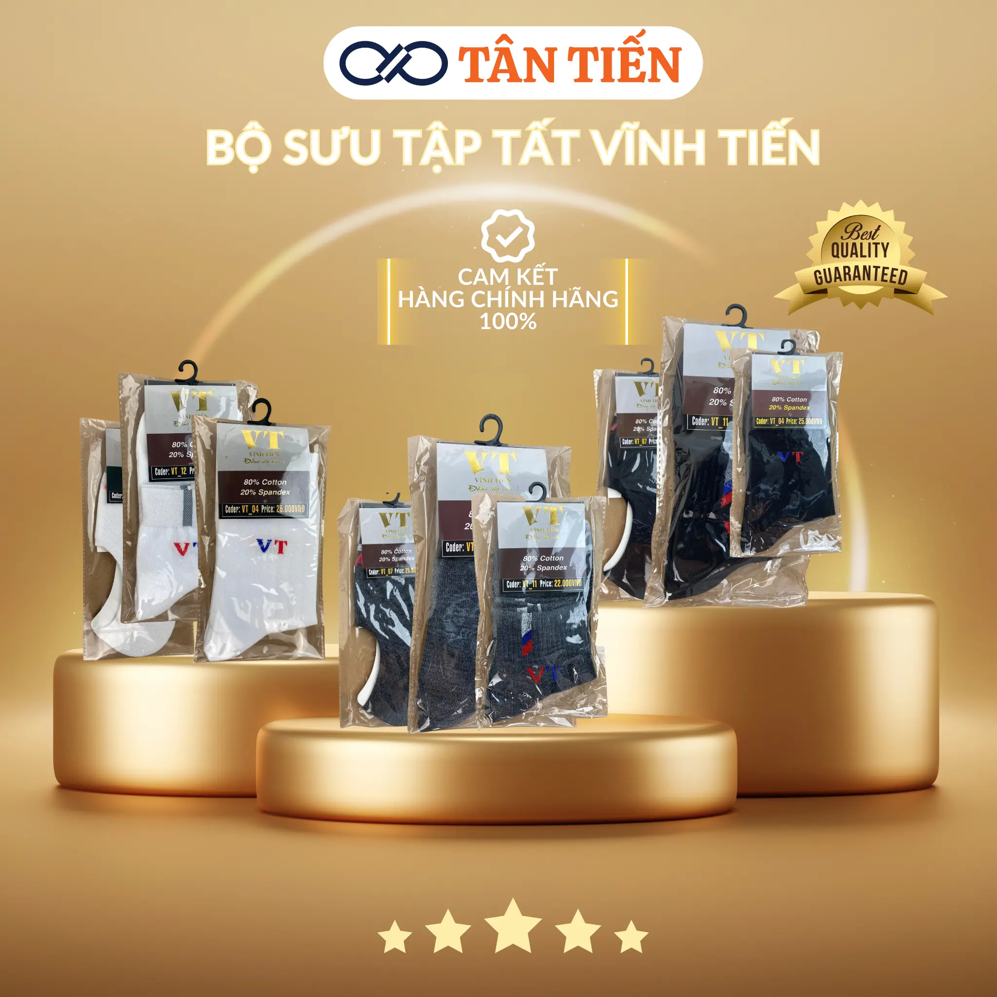 Tất vớ nam cao cấp Vĩnh Tiến - thấm hút, co giãn 4 chiều, mau khô, khử mùi hôi chân Cotton