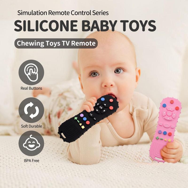 Product Introduction of Silicone Remote Control Shaped Teether Toy, 1 Count Cute Teething Relief Toy, Baby Soothing Teether Toy, Baby Tactile Training Toy 4