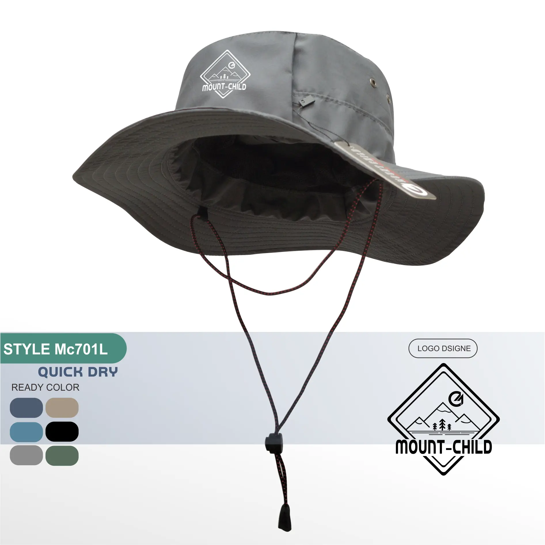 Mountchild Stlye MC701L / Topi Rimba Brackley Hat Climbing Adventure Pria Wanita Dewasa Nyaman Berpori Tahan Cipratan Air /Petualangan Alam Gunung Hiking Outdoor