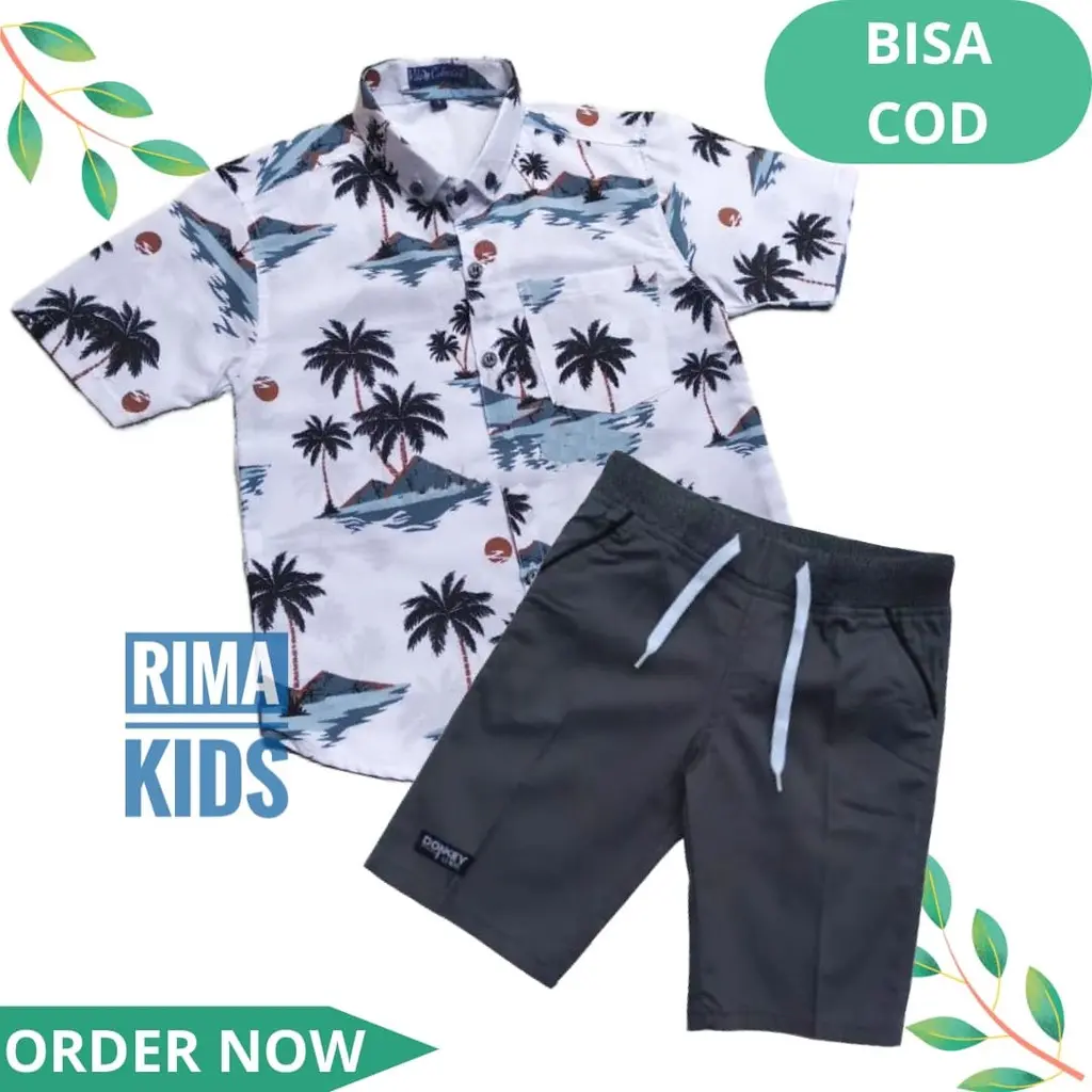 Setelan kemeja Anak Motif Abstrak Kemeja Anak laki laki Keren Kemeja Surfing Anak Pendek 40s by shipshop kids