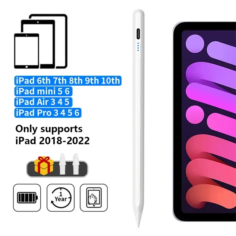 For Apple Pencil 2 for iPad Pencil Palm Rejection Tilt Pen for 2025 2021 2020 2019 2018 iPad Air 4 5 7 8 9 Mini 5 6 Stylus Pen 6
