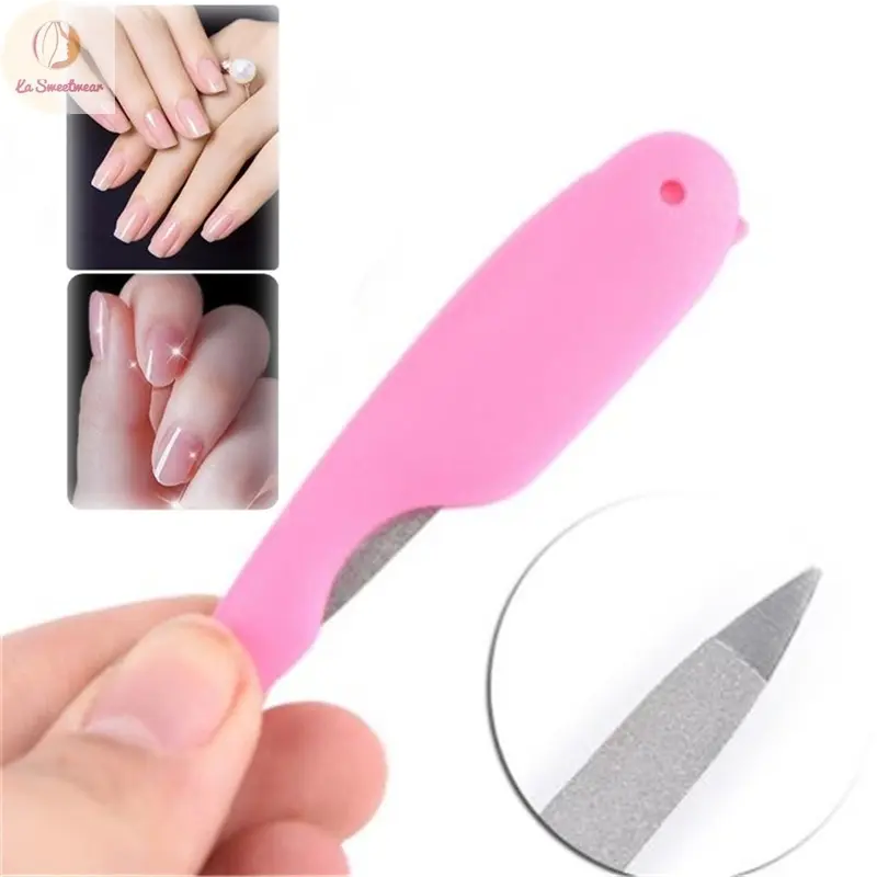 Nail File Metalic Stainless Steel Fold Cuticle Tool Files Nail Art Tool Pink