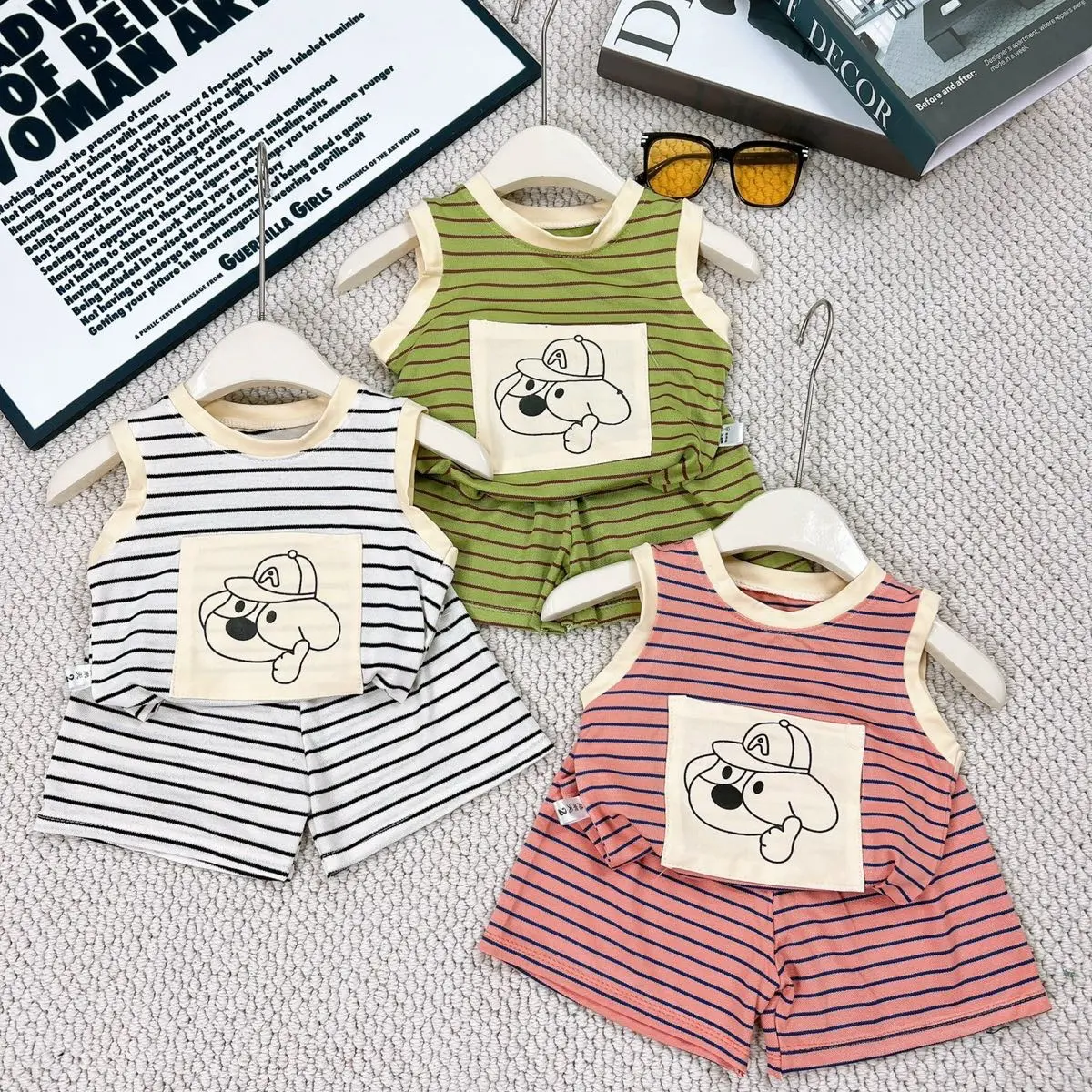 Bộ cotton tổ ong hình gấu bé trai bé gái