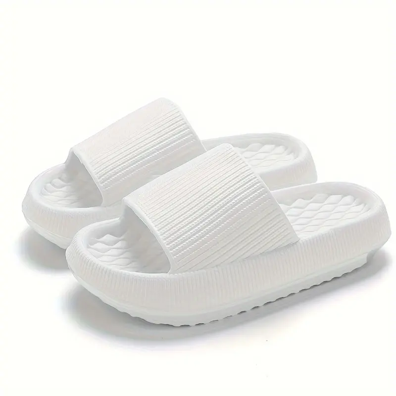 , Women's EVA Slippers, Striped Pattern, Soft Sole Anti-Slip, Comfortable Home Shoes, Silent Bath Footwear, Spring Season, Solid Color Design, Seasonal Footwear | Casual House Shoes | Textured Grip Slippers 4
