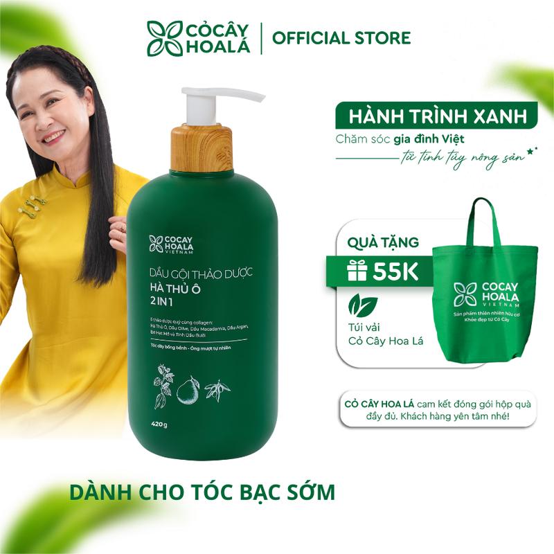 [DEAL - PHIÊN BẢN MỚI] Dầu Gội Thảo Dược Hà Thủ Ô 2IN1 Cỏ Cây Hoa Lá 420G, Giúp Giảm Gãy Rụng, Giúp Tóc Trông Dày và Bồng Bềnh