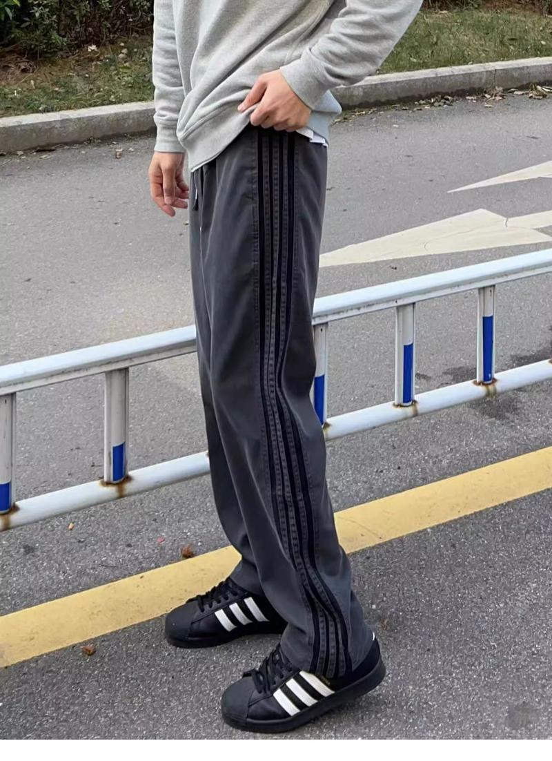Product Introduction of Men's American Streetwear Striped Pants 2024 - Summer Casual Cargo Joggers with 3 Stripes, Loose Fit Straight Leg Trousers |   Trendy Fashion 7