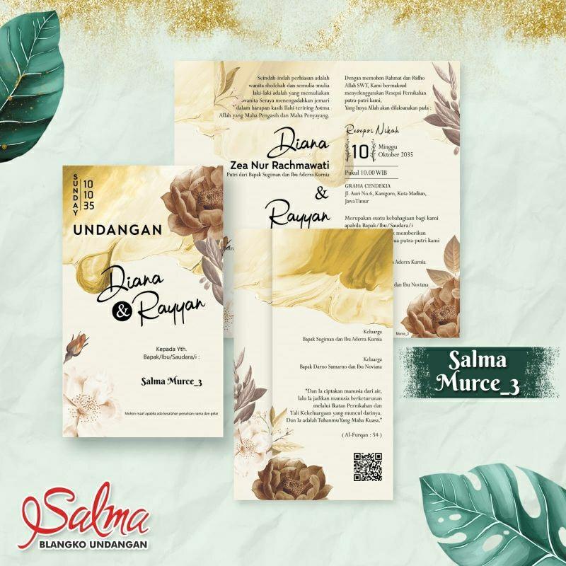Undangan Pernikahan PROMO Terbatas SALMA MURCE 03   | Paket  Elegan Modern Paket Lengkap 100 PCS Gratis Label & Plastik - JanjiKita | Default