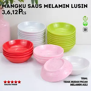 TOPTREE Mangkuk Sambal Melamin Lusinan 3/6/12 Pcs – Asli 100% Tebal Premium BPA Free Tahan Panas
