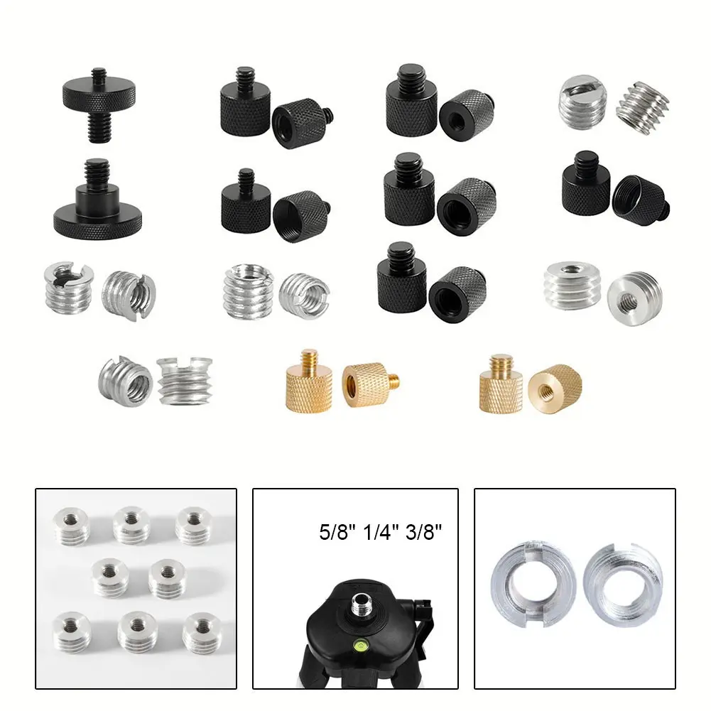 1/4 3/8 to 5/8 Female Male Threaded Screw Mount Adapter for Tripod Camera Studio