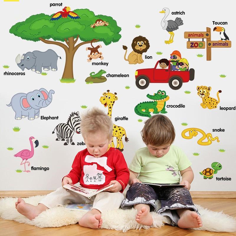 Decal dán tường Thú và vật nuôi tiếng anh kèm tiếng việt