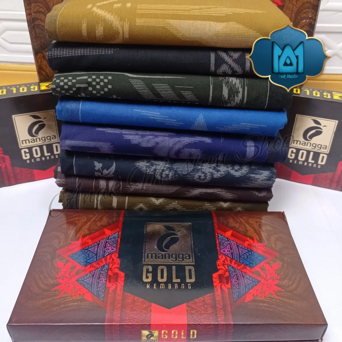 Sarung Mangga Gold Kembang murah dengan bahan katun ukuran dewasa Muslim