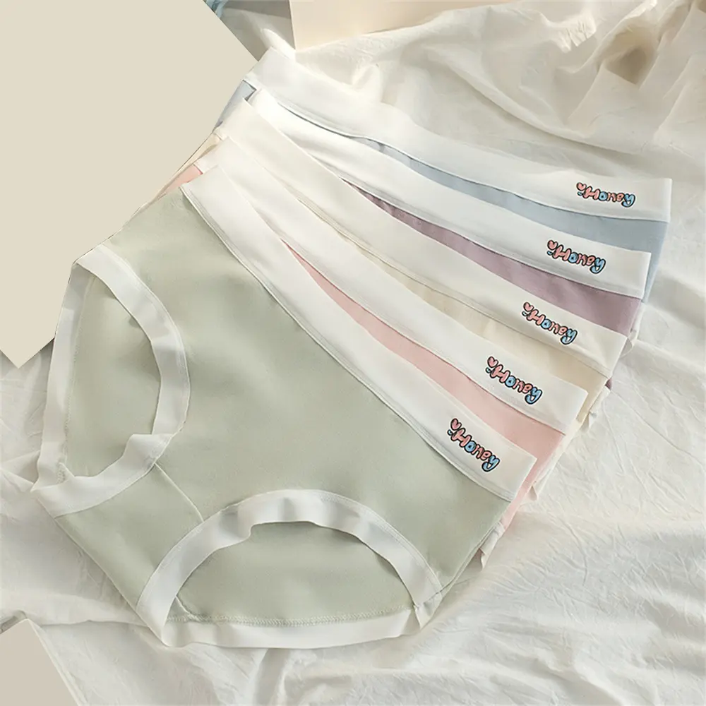 Quần Lót Cạp Trung Cho Bé Gái, Chất Liệu Cotton, Lưng Vừa, Đáy Quần Cotton Kháng Khuẩn 7A, Thoải Mái Và Thoáng Khí, Không Đánh Dấu, Thích Hợp Cho Phụ Nữ, Hàng Mới Về 2024
