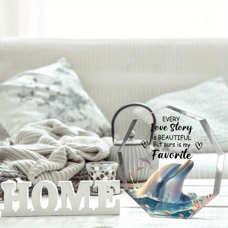 Dolphin Pattern Acrylic Plaque, 1 Count Creative Modern Desktop Ornament, Decorative Ornament for Home Office Desk, Gift for Friends and Besties 4