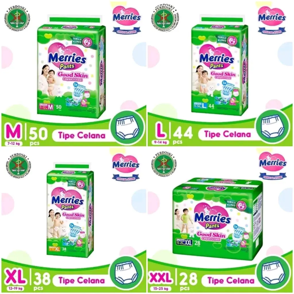 (2BALL) MERRIES PANTS GOOD SKIN M50 L44 XL38 XXL28 Diapers Bayi
