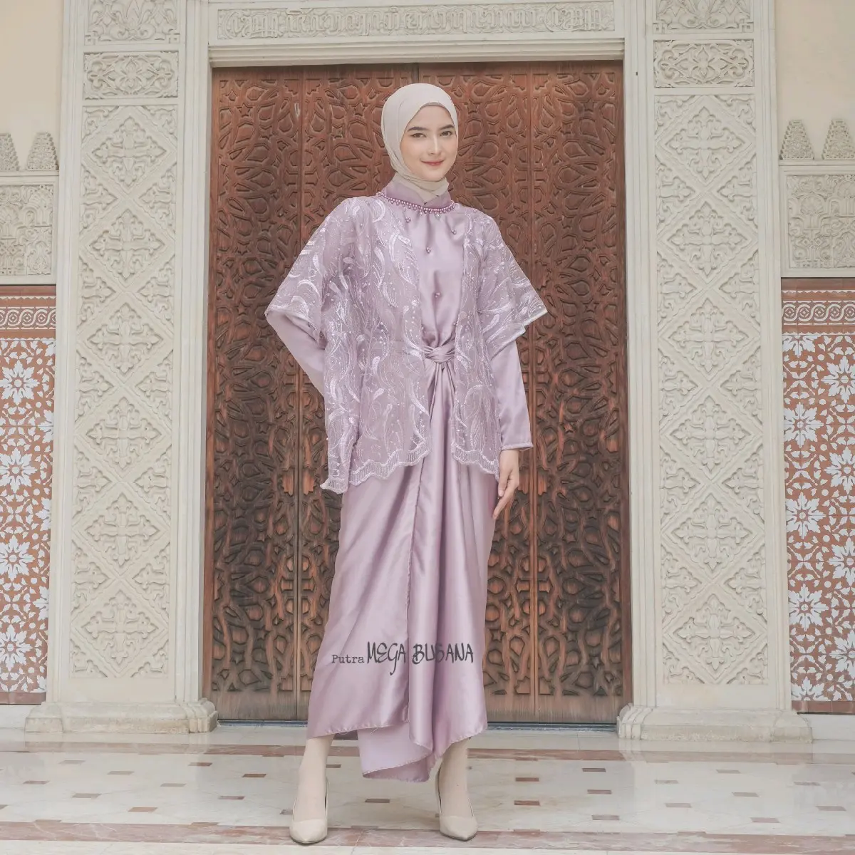 Naira dress One set Inner Outer Queenbee Fashion Gamis Muslim Wanita Pesta Kondangan Bridesmaid Wisuda Brokat Tile Bordir Payet Mutiara