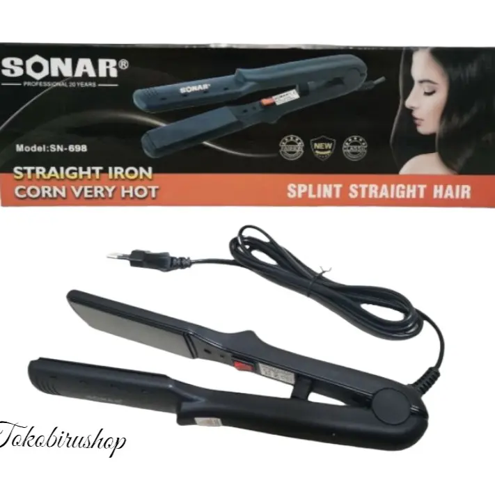 Catokan Rambut Sonar 698 Black Hitam Murah Pelurus Sisir Meluruskan Elektrik Elektrik