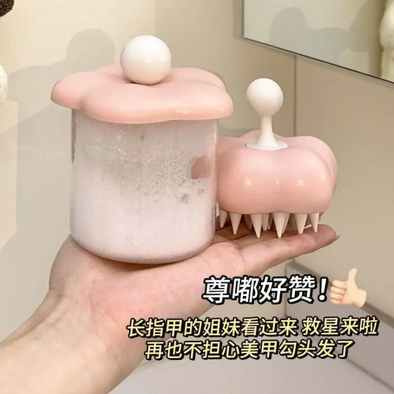 Bộ dầu gội đầu, lược, máy đánh trứng, mát xa, làm sạch, silicon siêu mềm, không có bộ chà tay, thiết kế cô gái dễ thương, chỉ dành cho sử dụng tại nhà