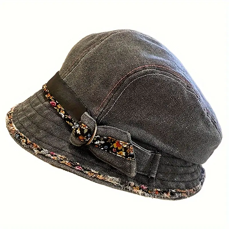 Mũ Newsboy Denim Họa Tiết Ren Cổ Điển Dành Cho Nữ, Phong Cách Preppy Nghệ Thuật, Mũ Bucket, Mới Cho Năm 2024 Hoa Cap
