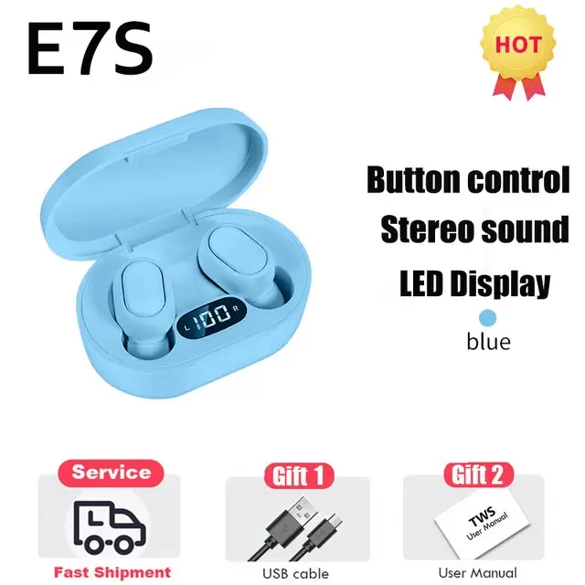 Tai Nghe Bluetooth E7S Cute Mini Pin 7 Tiếng, Nghe Nhạc Bass Hay, Phù Hợp Mấy Bạn Lổ Tay Nhỏ. 7