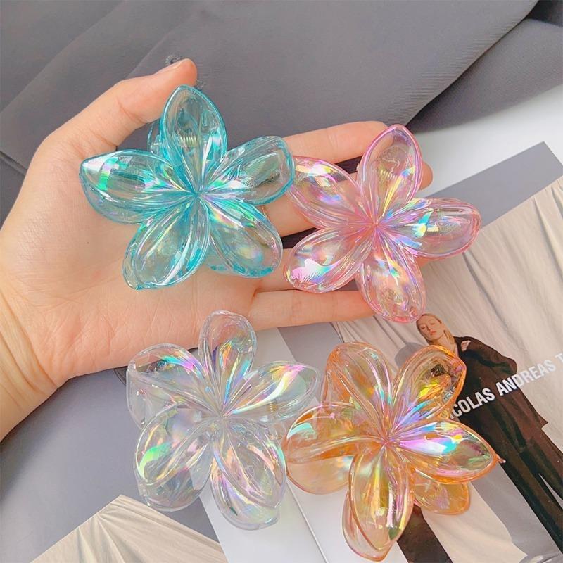 Product Introduction of Transparent Frangipani Hair Clip Girls Sweet Colorful Egg Flower Hair Claws Ponytail Hair Clips Wedding Party Gifts Hair Accessories 22