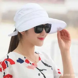 topi haji dan umroh wanita pantai korea ada resleting visor anti UV topi caddy golf