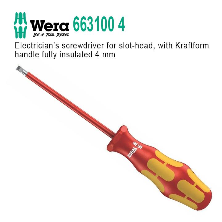 Product Introduction of Tuốc Vít Đầu Dẹp SL4 x 100 mm Cách Điện 1000V Wera 663100 4 17