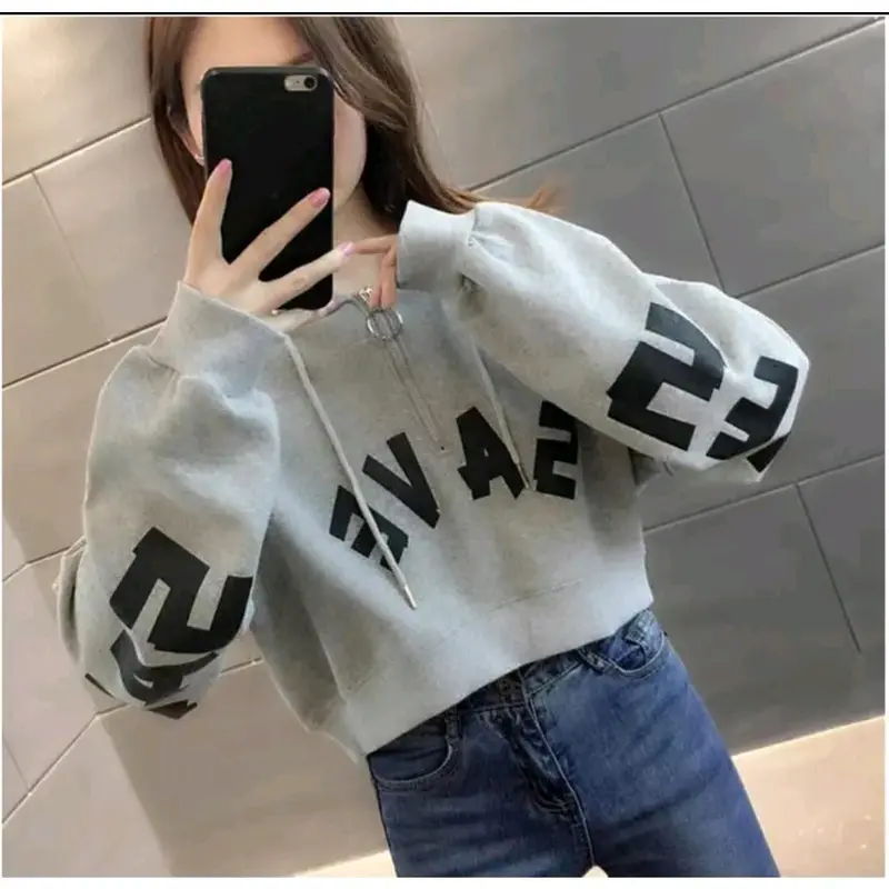 Save Zipper Crop Fleece - Jaket Wanita Crop Oversize Terbaru 2