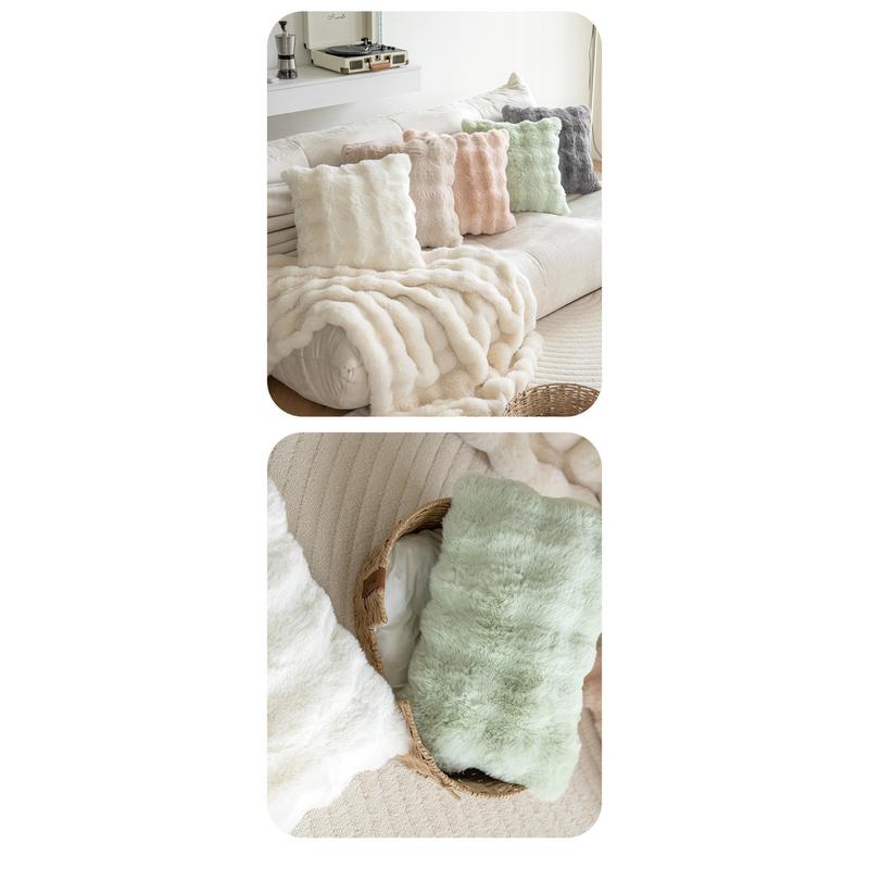 Product Introduction of Simple Imitation Rabbit Hair Plush Cushion Cover Warm Bubble Velvet Pillow Case Soft Sofa Pillowcase Home Decor 28
