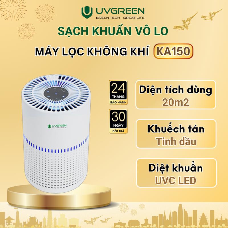 [Flash Sale] Máy Lọc Không Khí Diệt Khuẩn UVGREEN KA150 20m2 - UVC LED Hiện Đại, Khuếch Tán Tinh Dầu Và Làm Sạch Không Khí Phòng Ngủ, Bộ Lọc HEPA H13 Chống Vi Khuẩn Lọc Bụi Mịn, Mùi
