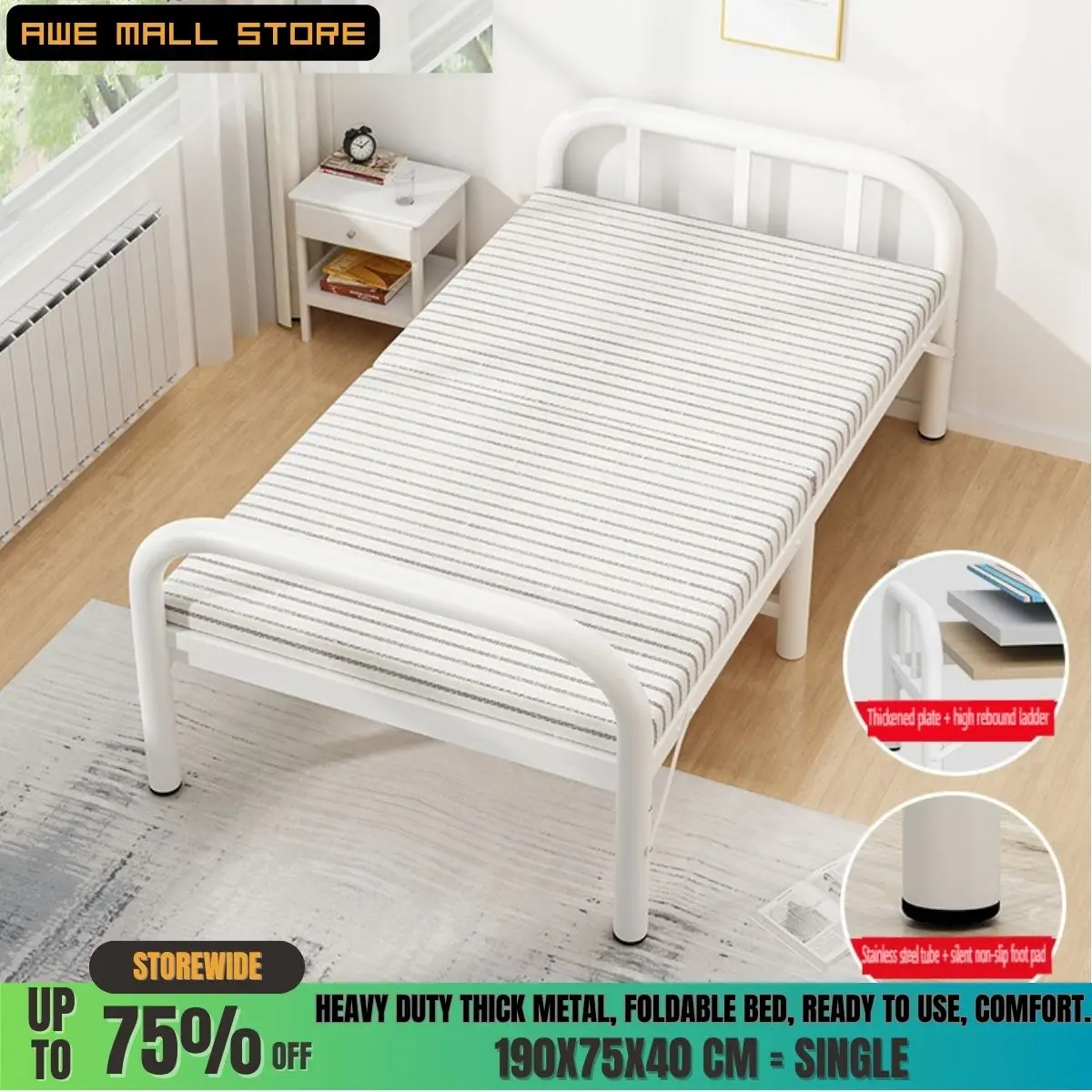 AWE Folding Bed Heavy Duty 500KG Foldable [THICKENED VERSION]
