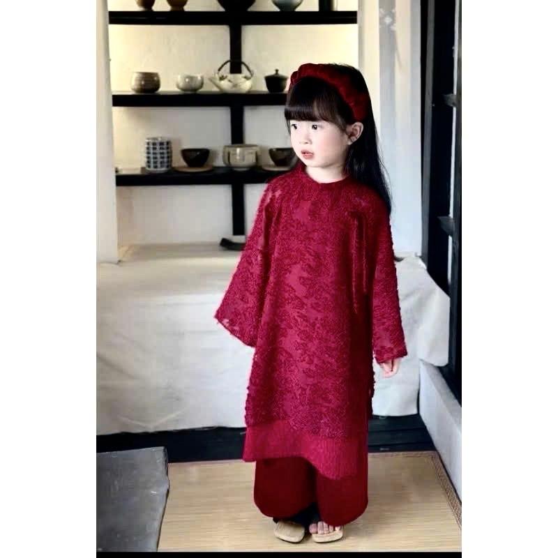  Xưởng May Đầm Em Bé Áo Dài Bé Gái D12 Lông Vũ Đỏ Mặc Tết Xinh Yêu Chất Liệu Dày Dặn Thoáng Mát Co Giãn Thấm Hút Mồ Hôi Tốt 