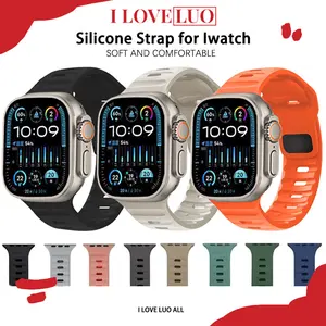 [Tali Jam] Silicone Sport Strap for Apple Watch Iwatch Ultra 3 SE 3 Series 11 10 9 8 7 6 5 4 3 2 49mm 46mm 45mm 41mm 44mm 40mm 42mm 38mm Soft Rubber Wristband Band Tali Jam Tangan Smartwatch for T800 Ultra I8 Pro Max S8 S9 Ultra 8 MAX 9 PRO S20 T500