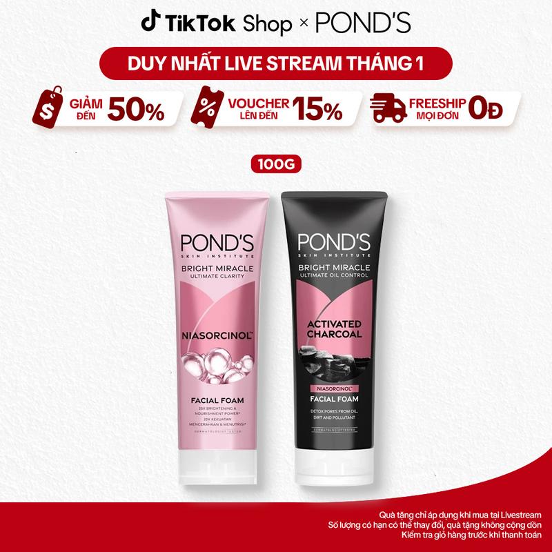   1  Sữa Rửa Mặt Pond's mới 3X Hỗ Trợ Dưỡng Da Mặt với Niacinamide và Vitamin C không gây khô da 100g Dưỡng Ẩm Da 