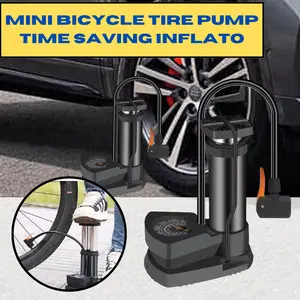 [COD]Pompa Injak Portable Ban Angin Sepeda Motor Mobil SpidoMeter Pressure Pentil Schrader Presta Foot Pump