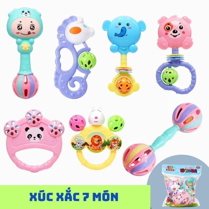 Bộ đồ chơi 7 món xúc xắc lục lạc nhiều màu sắc cho bé