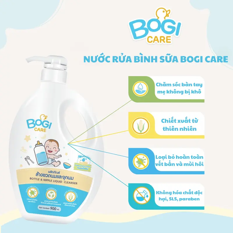 Nước rửa bình sữa Bogi Care cho bé 450ML/ 600ML/ 900ML _ Mochica 2