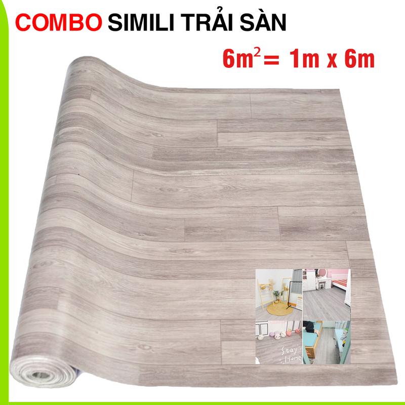 Thảm simili lót sàn (combo 6m2) thảm decor phòng, thảm trải sàn nhựa dày 0,5mm khổ 1m x 6m