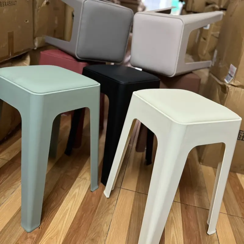 Ghế đôn nhựa đệm da, ghế ăn gia đình 4