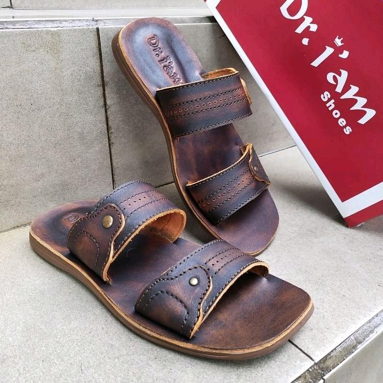 Sandal Lelaki Ban 2 Asli Kulit Sapi | Kode 4012 Sol Karet 4