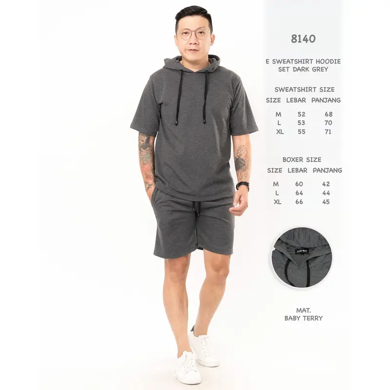 Jane Frey Clothing Hoodie Set Freypv 8140 Sweatshirt Hoodie Set M-XL Sweater Set Casual Sweatshirt Workout Pria Polos Katun sweater satu set celana 8