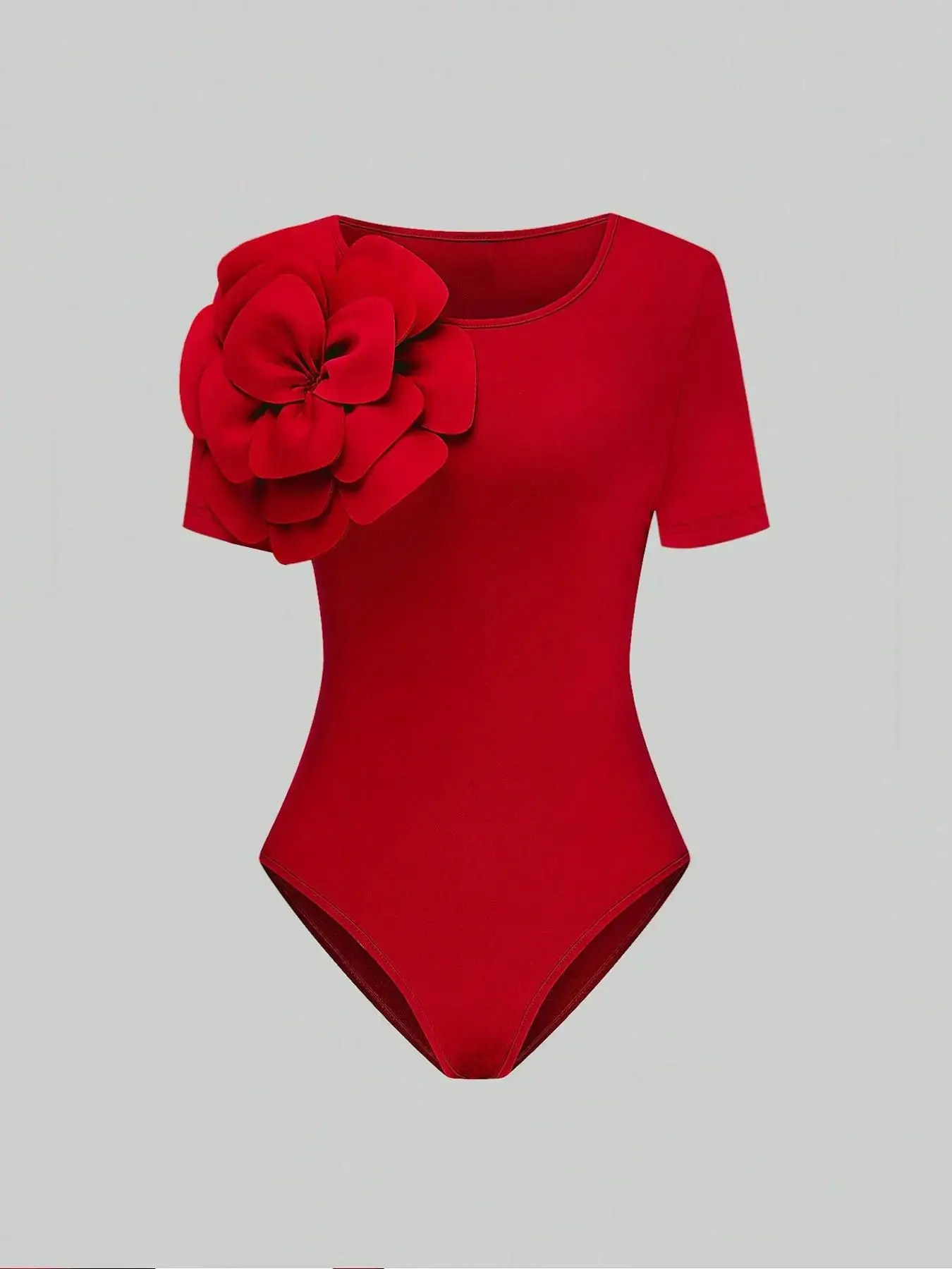 Women's Plain Floral Decor Bodysuit, Sexy Fashion Casual Bodysuit for Daily Outdoor Wear, Women Clothing for Summer