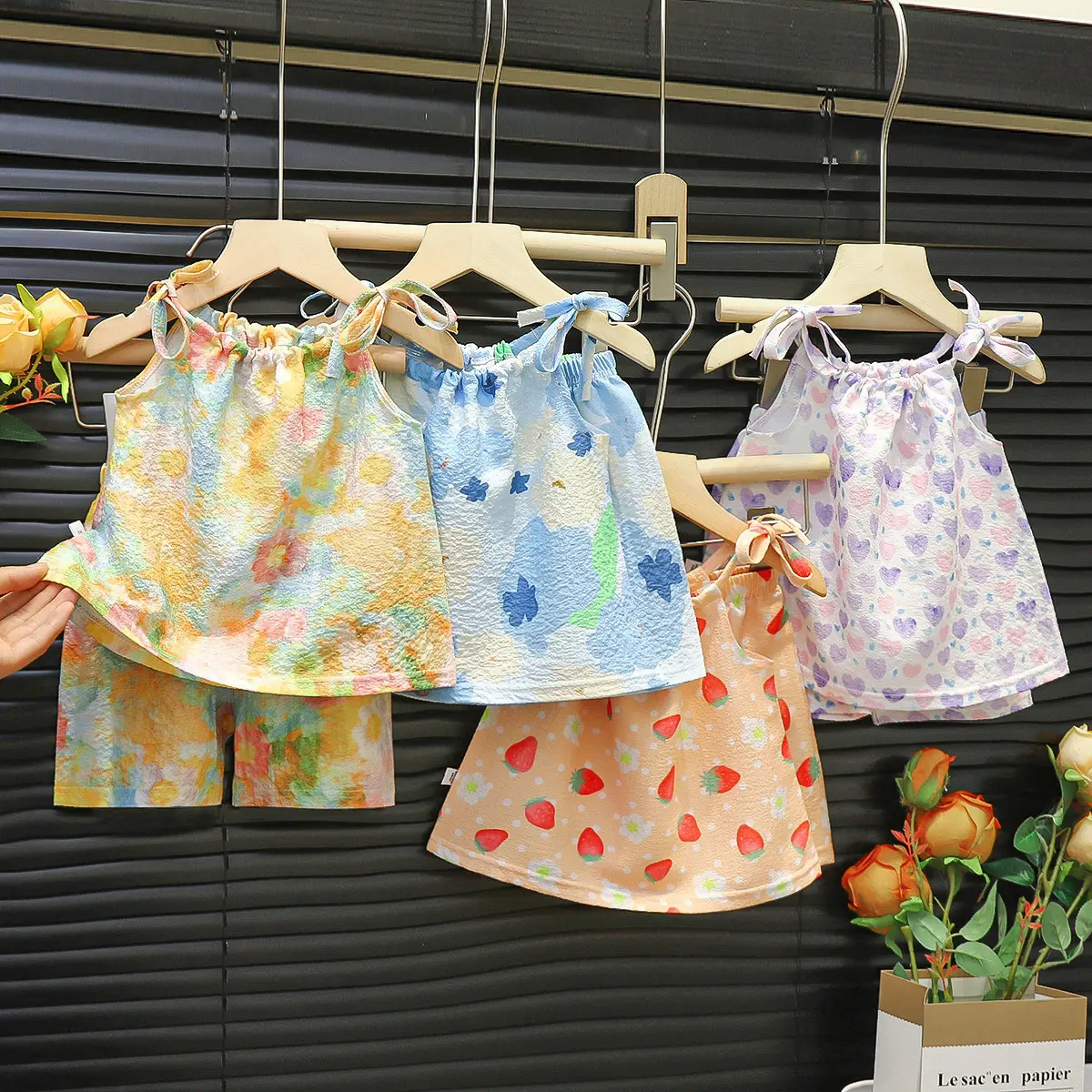 Kids girl summer dress girls sleeveless cotton singlet set Baju Baji Perempuan kid girls princess dress fashion outfit