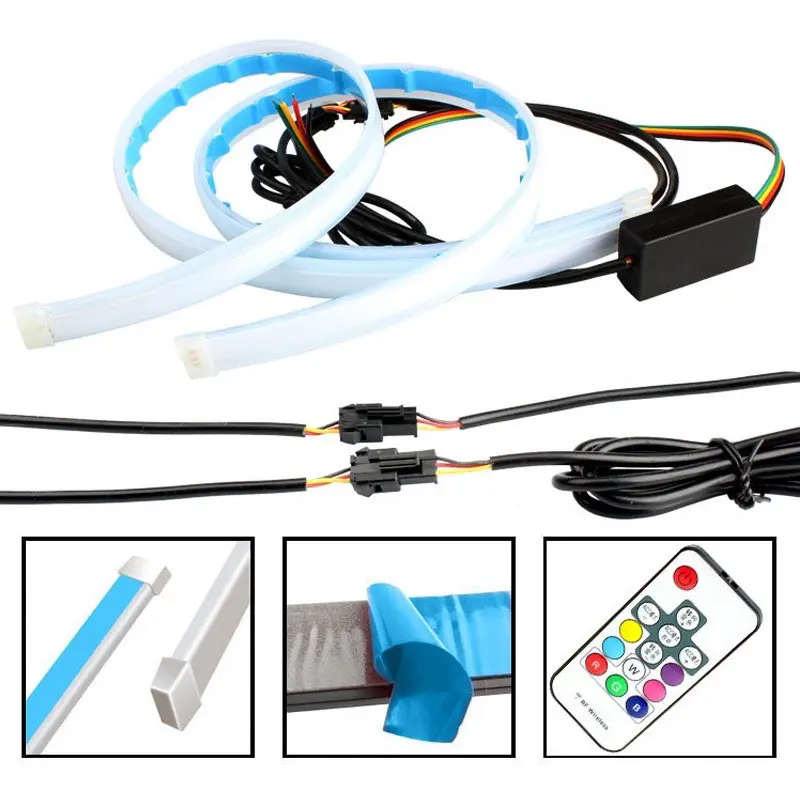 Bộ 2 Dây Led Mí Audi Chạy Đuổi Nhiều Màu Sắc - Có Remote Điều Khiển Chế Độ led  dẻo 5