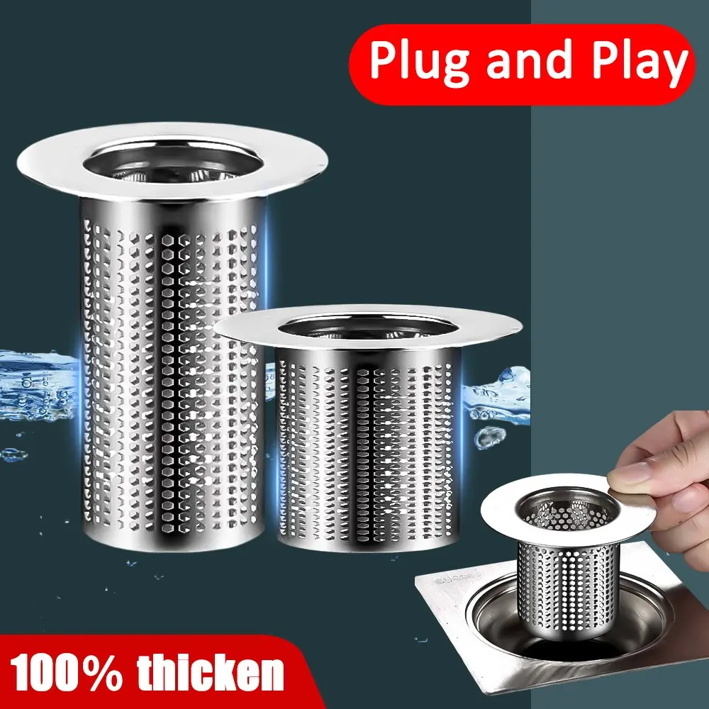 Lưới Lọc Bằng Thép Không Gỉ Thoát Nước Sàn Phòng Tắm, Bộ Lọc Chống Tắc Nghẽn Bồn Rửa Nhà Bếp Dụng Cụ Dụng Cụ Chặn Tóc Phụ Kiện Gia Dụng Chất Lượng Cao