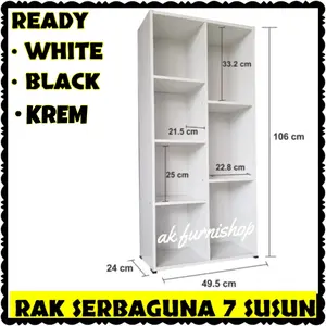 Lemari Rak Buku 7 Susun Serbaguna Rak Kayu Rak Buku Rak Pajangan