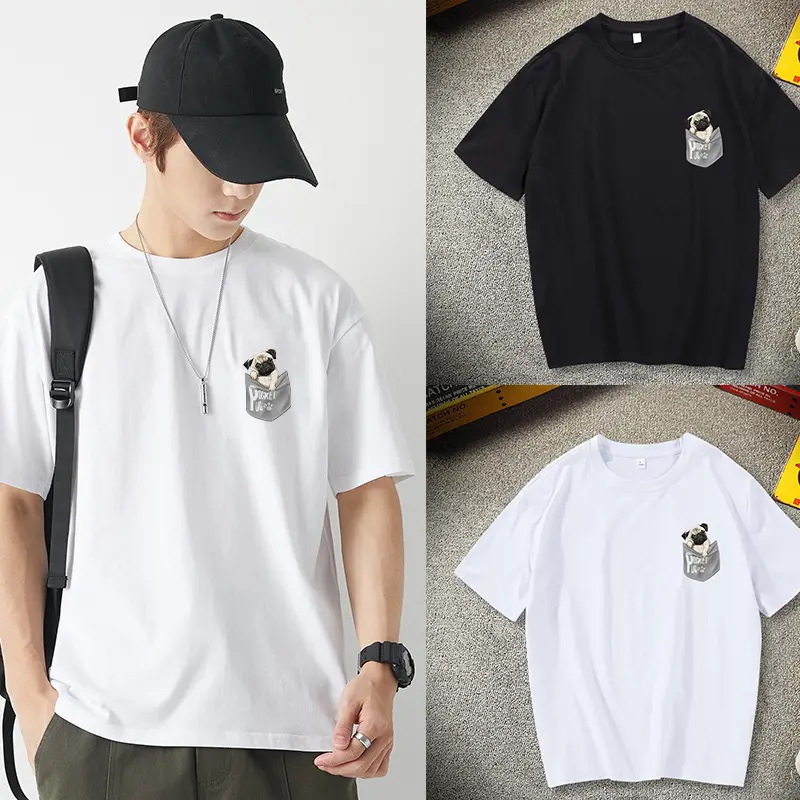 Áo thun nam nữ tay lỡ form rộng in hình chó túi POCKET AB32