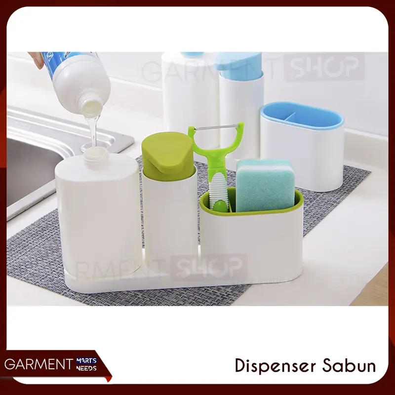 BUSET - Dispenser Sabun Cuci Piring Soap Pump Sponge Set 3 in 1 Praktis 1
